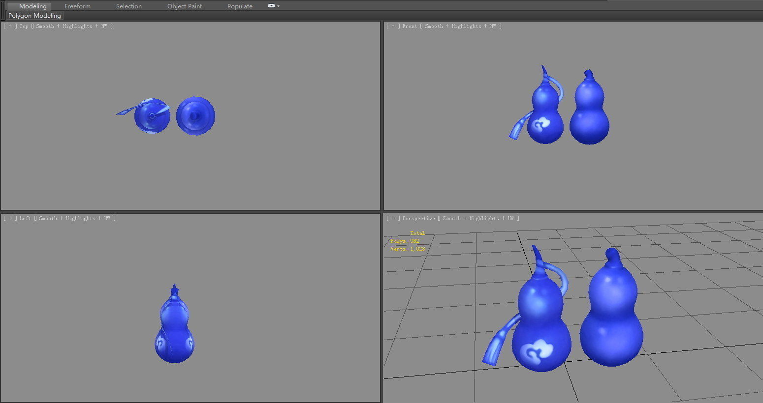 Cartoon purple gourds Low-poly 3D model_3