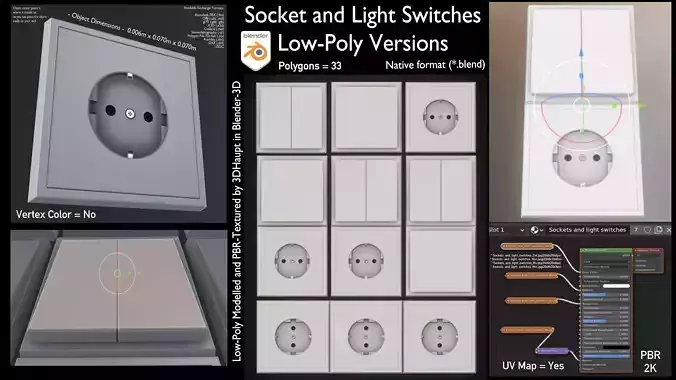 Sockets And Light Switches Low-poly 3D model