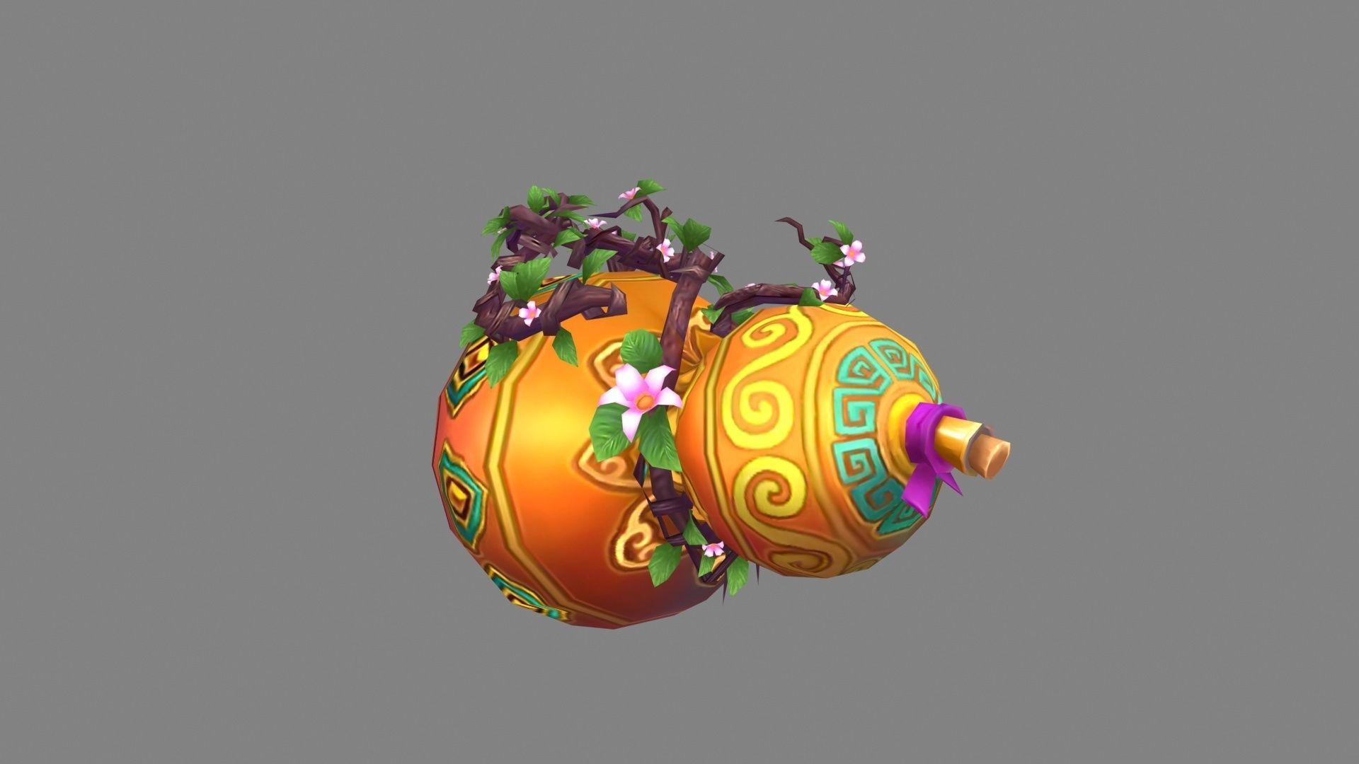 Cartoon Vine Gourd Mount Low-poly 3D model_2