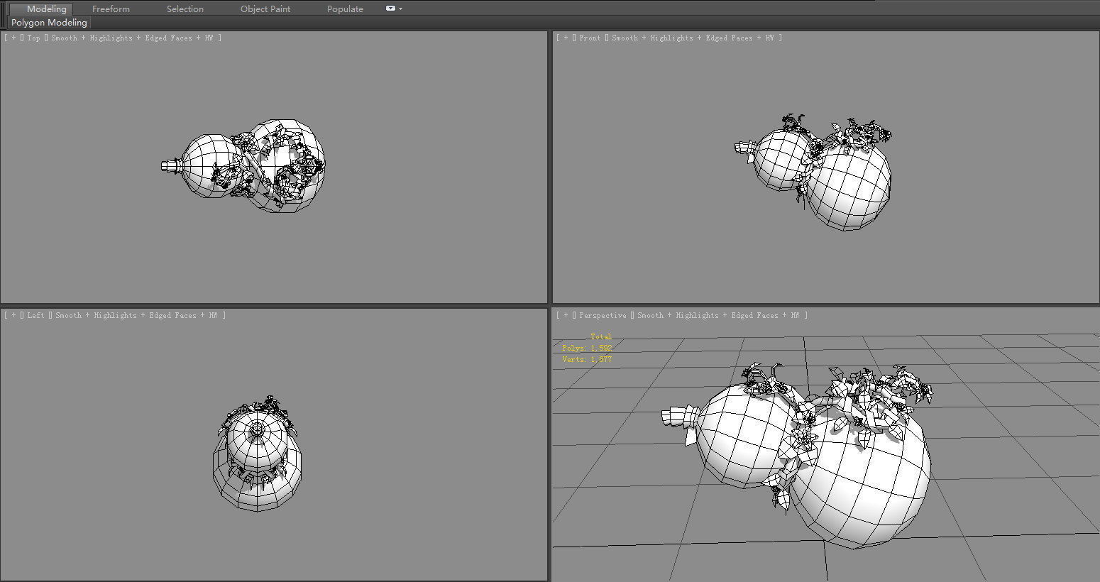 Cartoon Vine Gourd Mount Low-poly 3D model_5