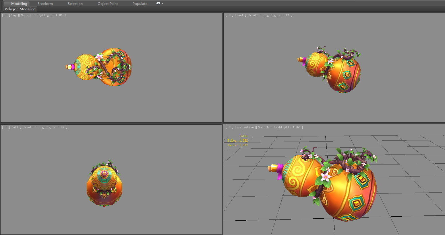 Cartoon Vine Gourd Mount Low-poly 3D model_3