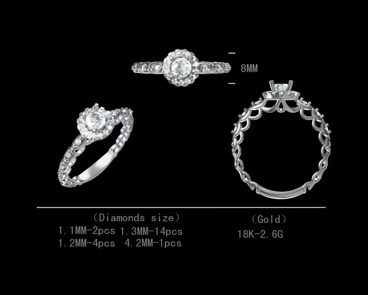 3D Jewelry CAD Design For Beautiful Engagement Ring Free 3D print model