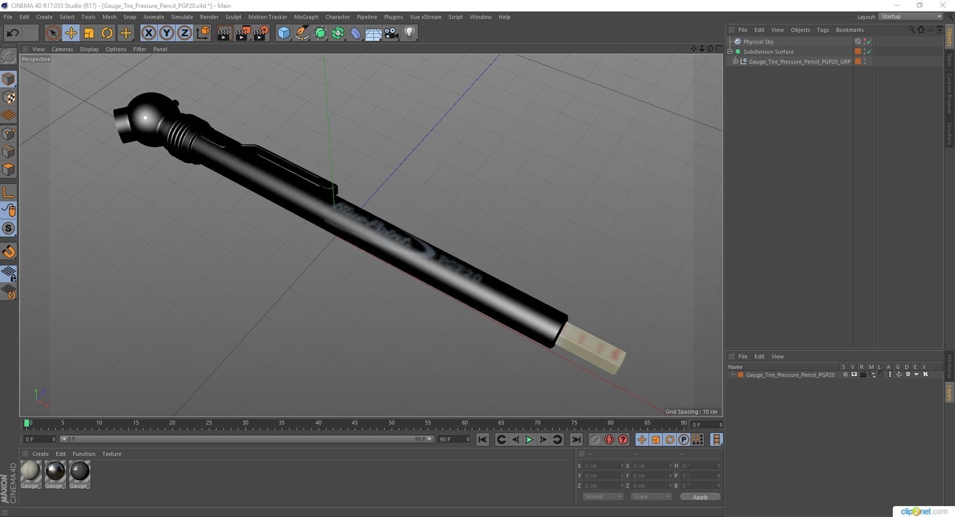 SO Gauge Tire Pressure Pencil PGP20 Low-poly 3D model_31