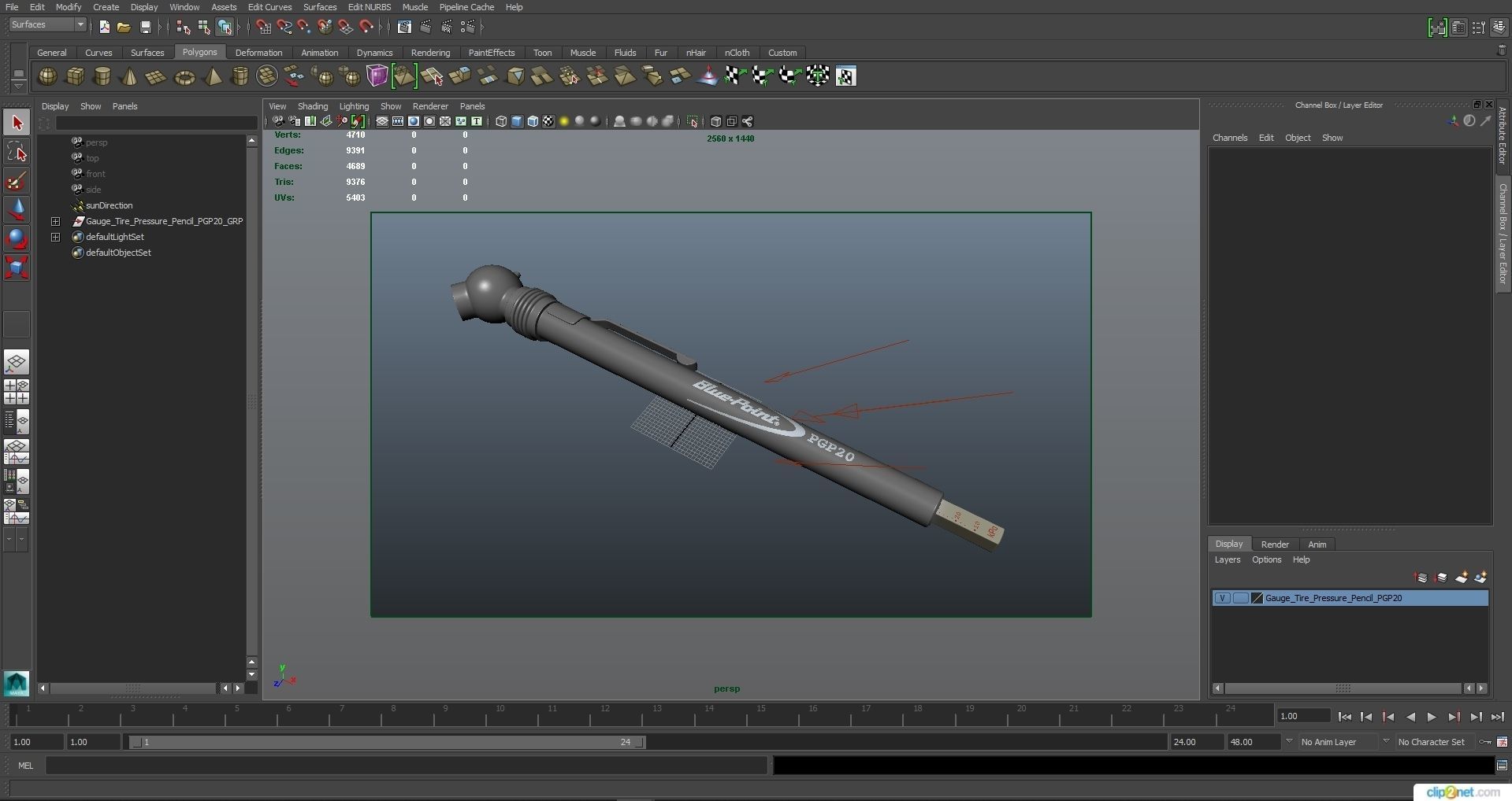 SO Gauge Tire Pressure Pencil PGP20 Low-poly 3D model_28