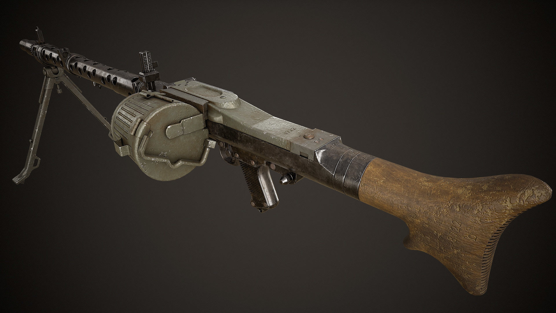 MG-34 Low-poly 3D model_8