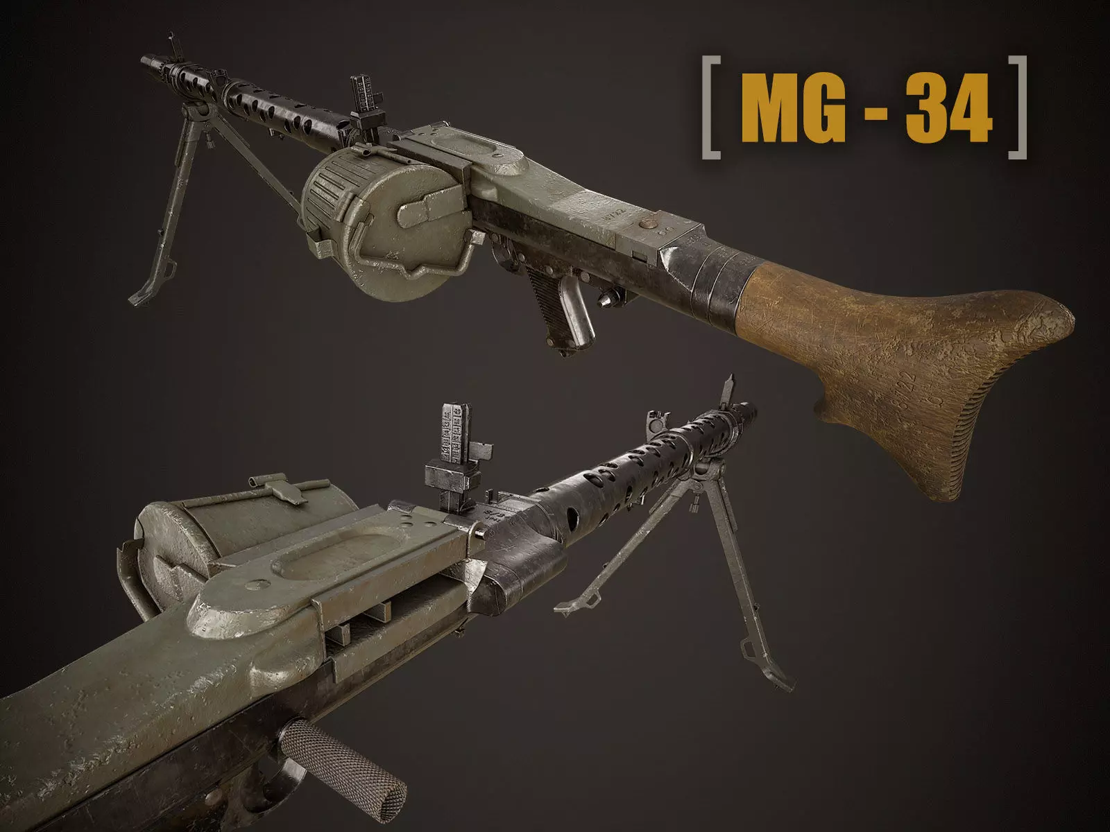 MG-34 Low-poly 3D model_0