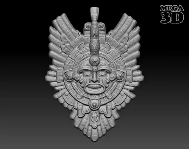 Mayan Pendant Bas relief 240513 01 3D print model