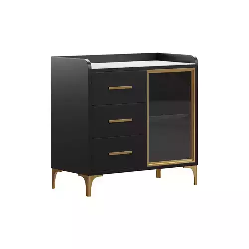 Modern Glass Door Wood Sideboard 