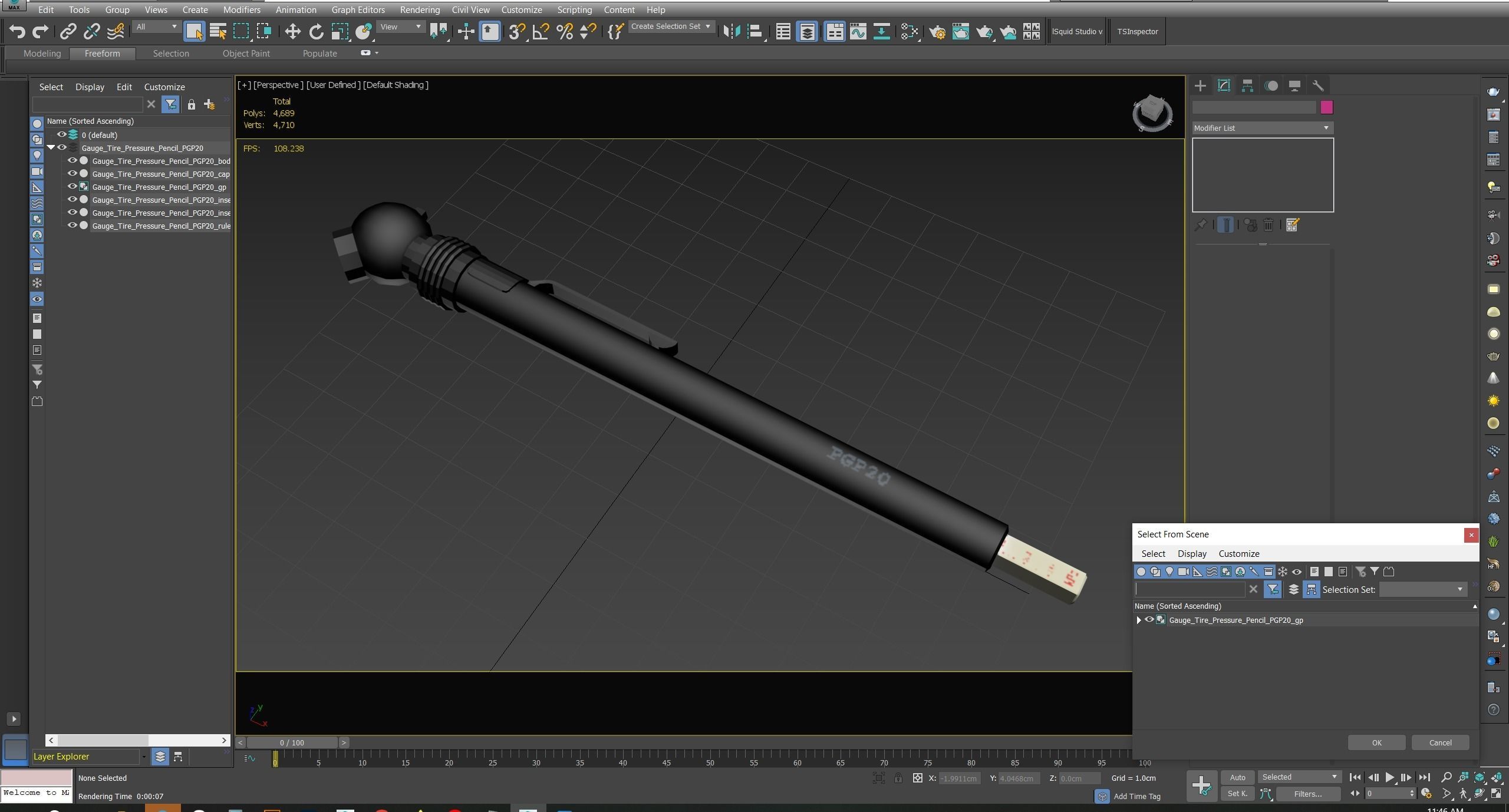 Gauge Tire Pressure Pencil PGP20 Low-poly 3D model_25