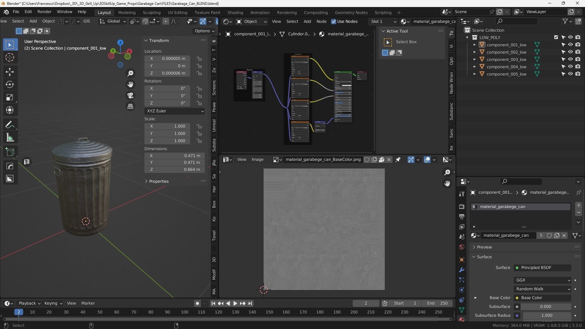 Garbage Can 3D Model Game Ready Low-poly 3D model_3