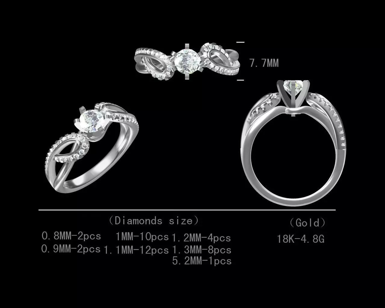 Stylish Round Cut Diamond Engagement ring for women 3D model Free 3D print model