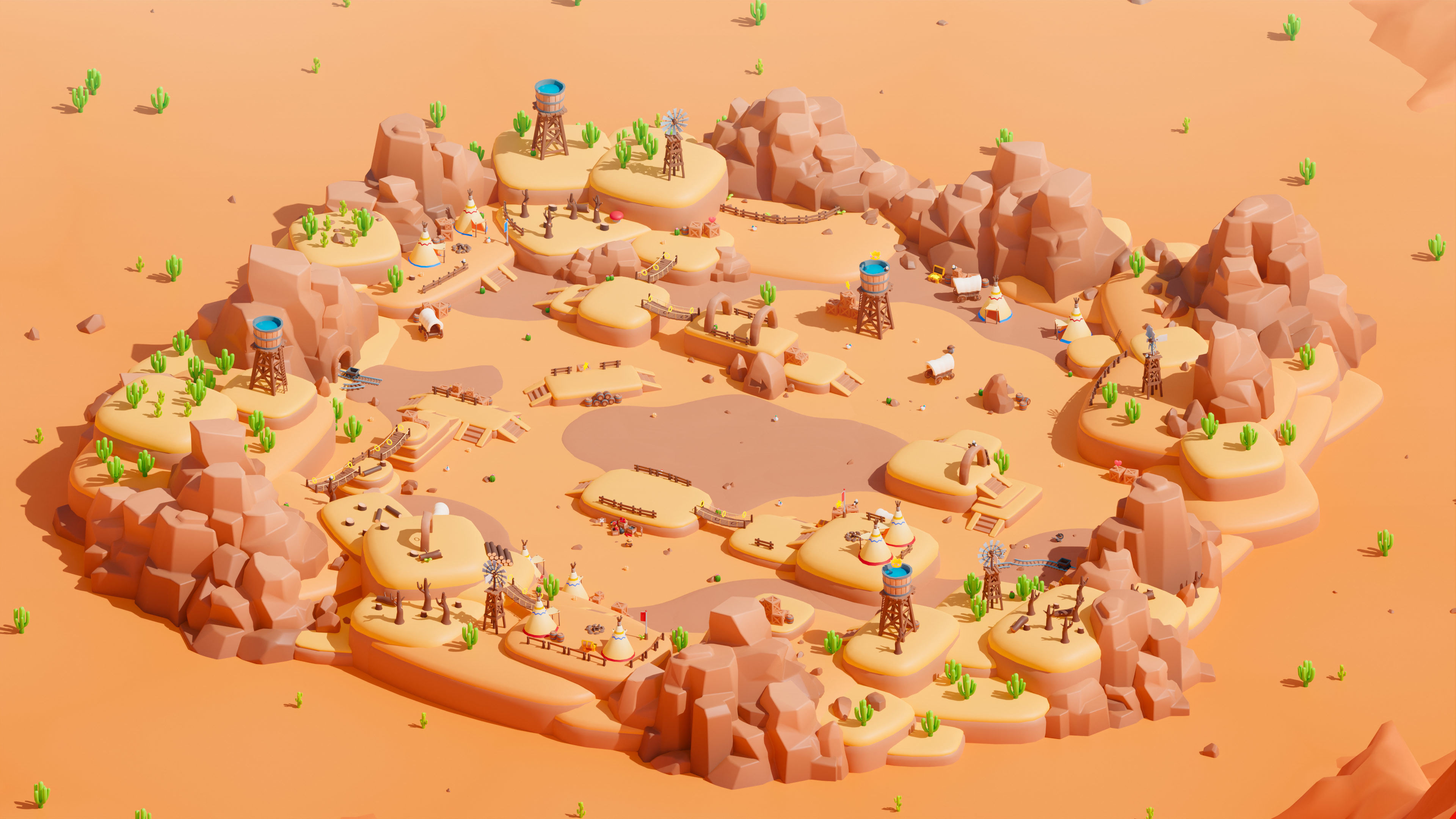 Western Low-poly 3D model_4