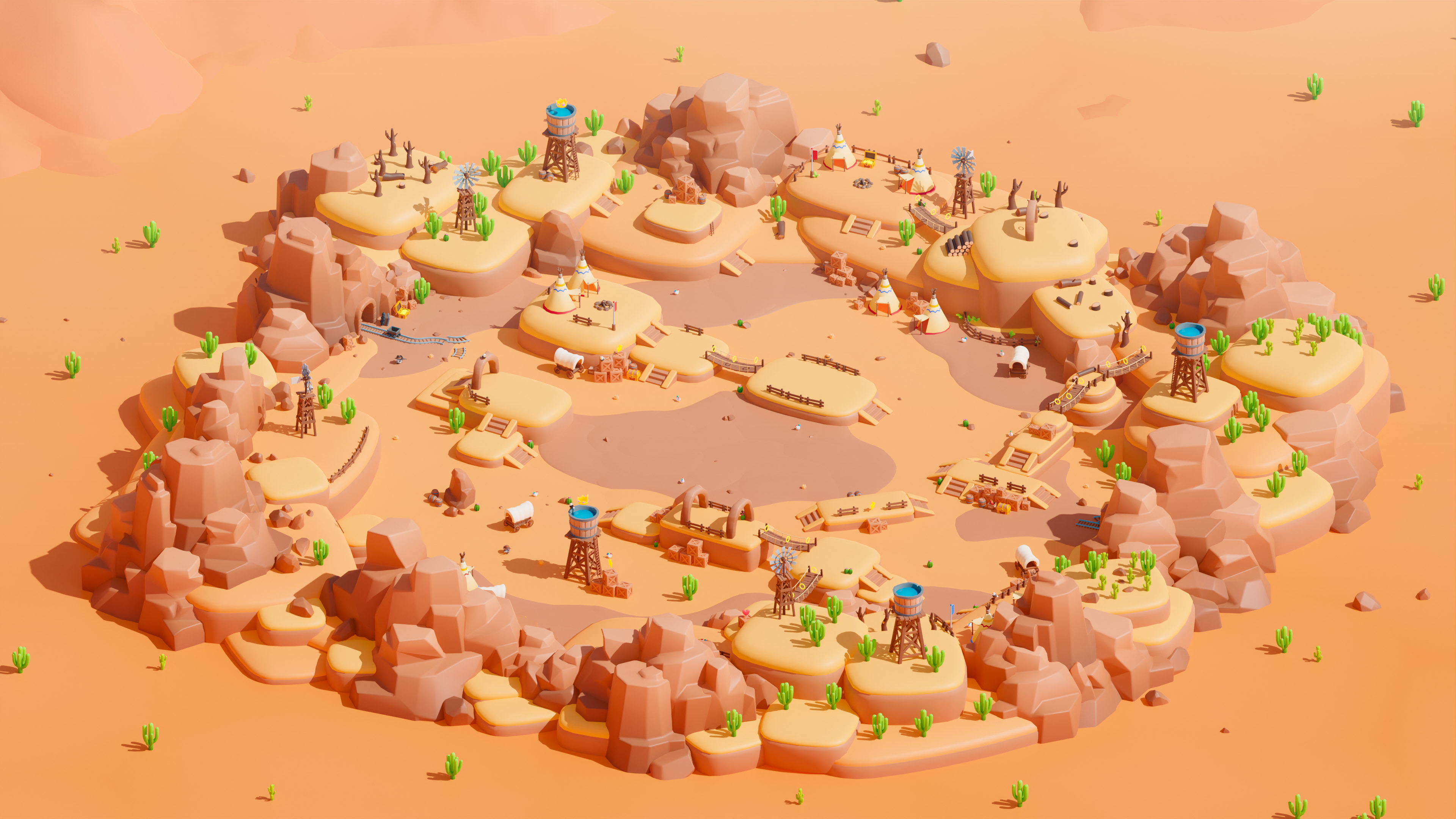Western Low-poly 3D model_3