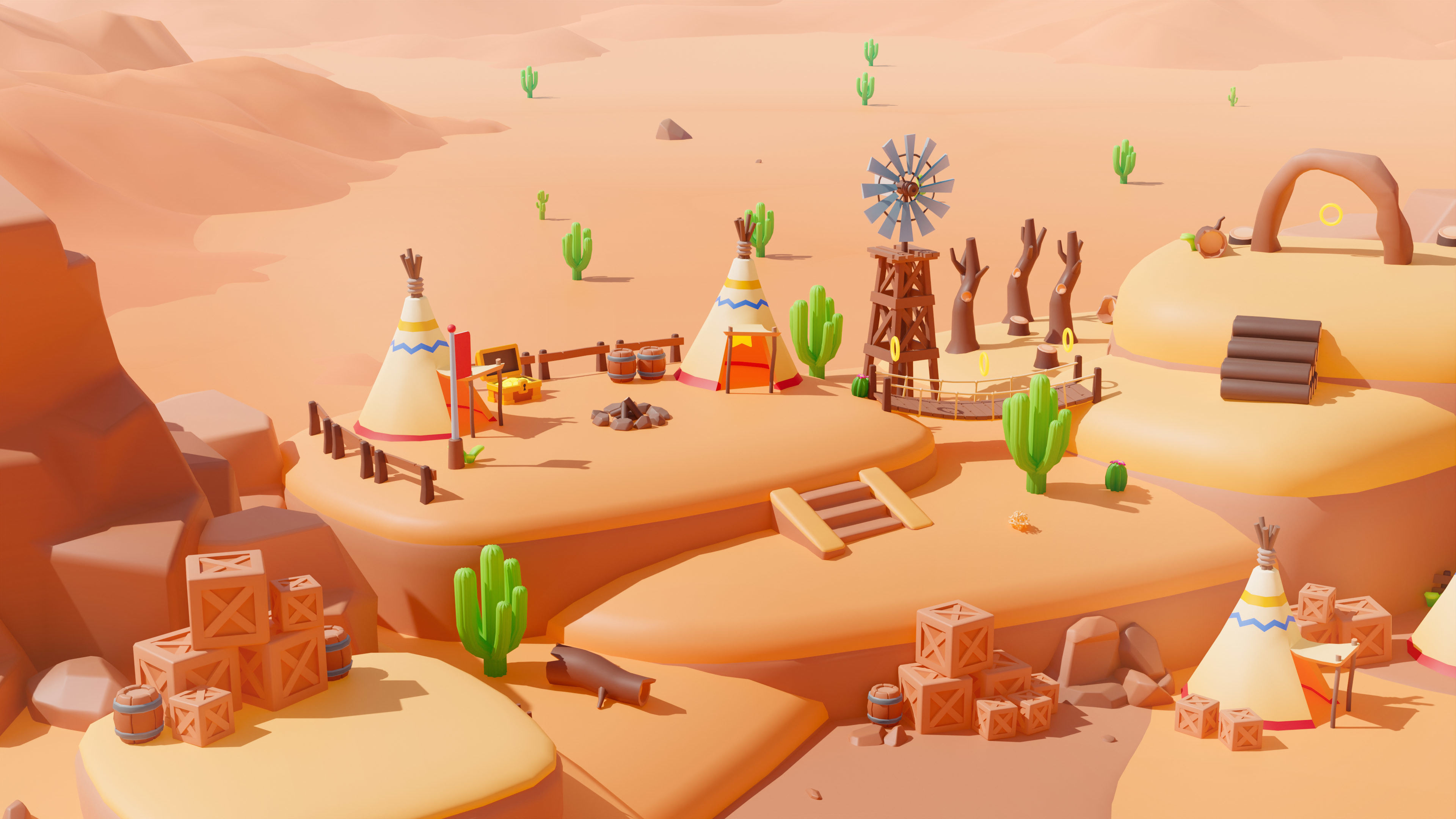 Western Low-poly 3D model_9