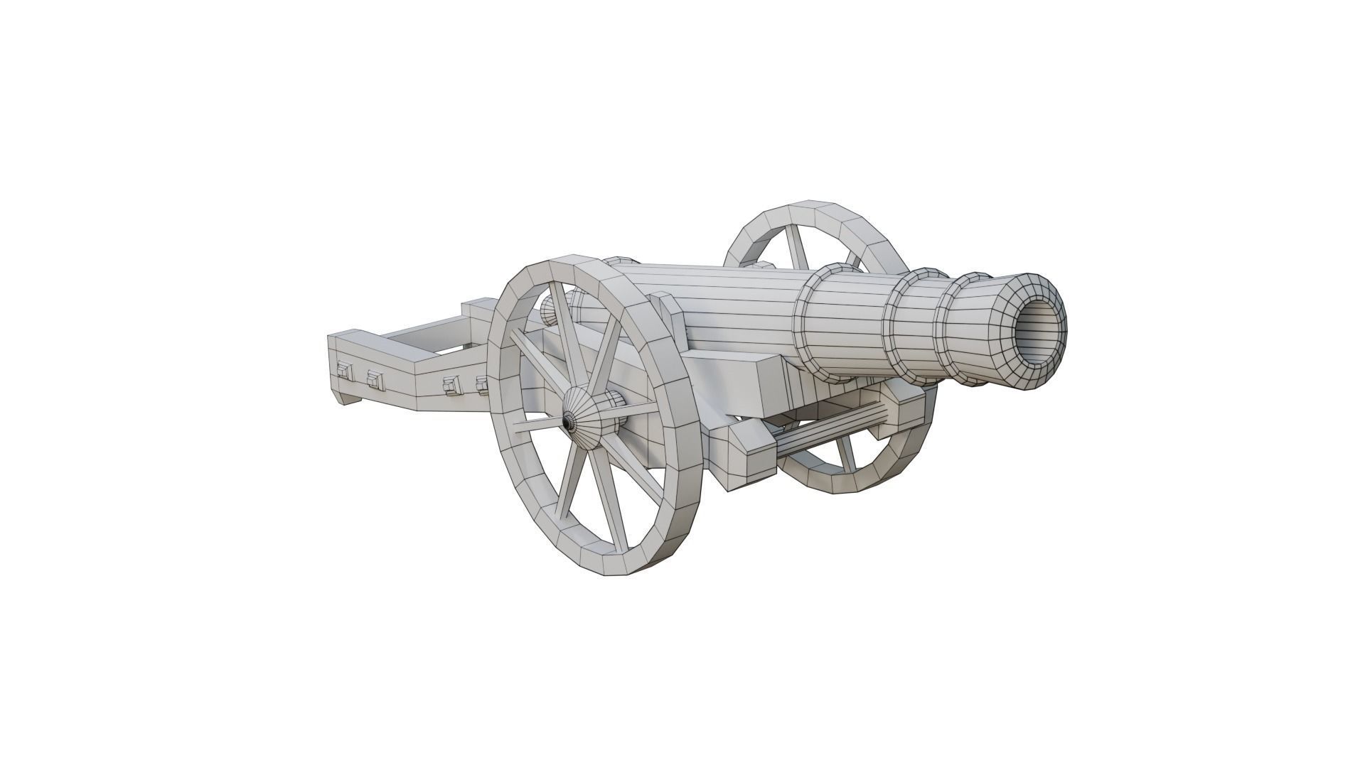 Cannon Low-poly 3D model_9