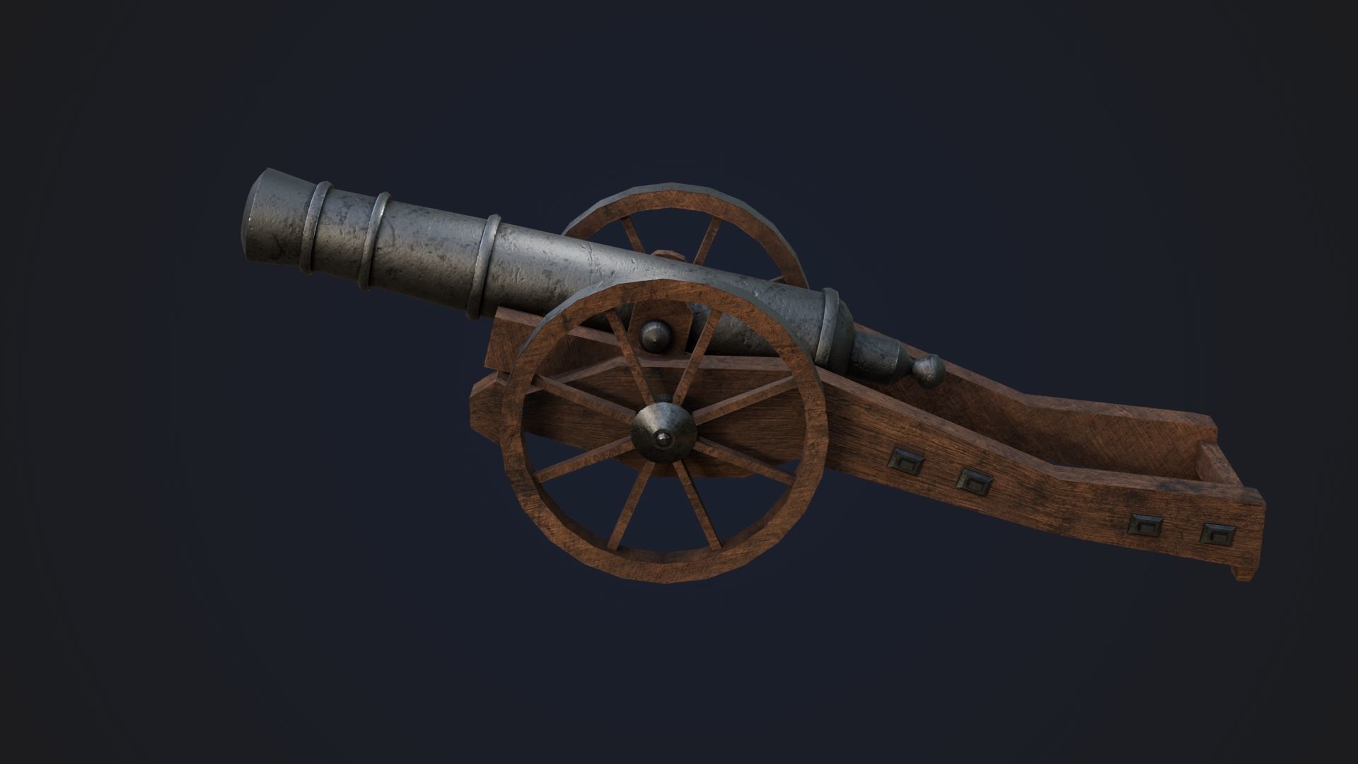 Cannon Low-poly 3D model_3
