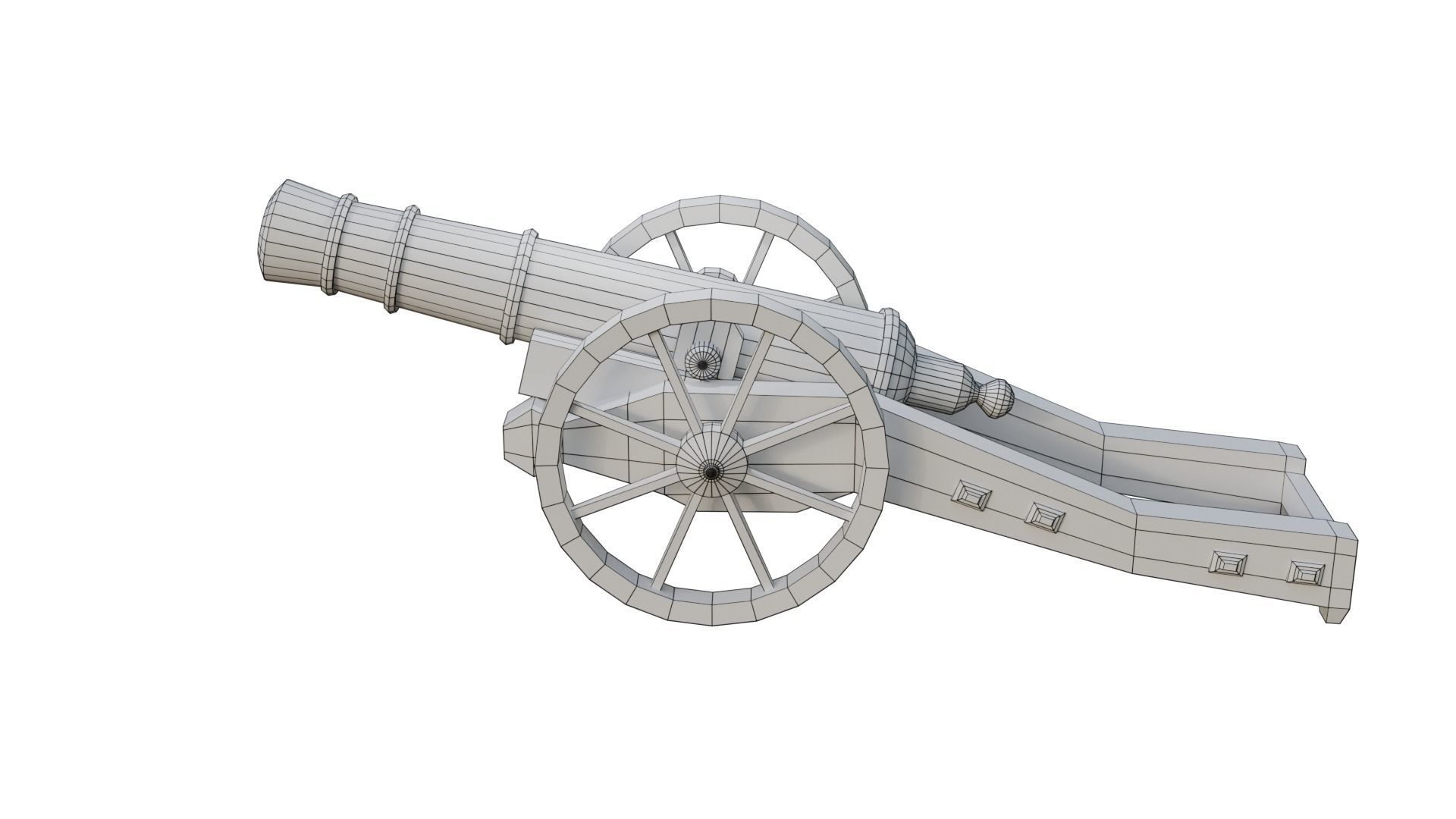 Cannon Low-poly 3D model_7