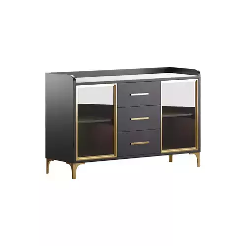 Modern Glass Door Wood Sideboard 3
