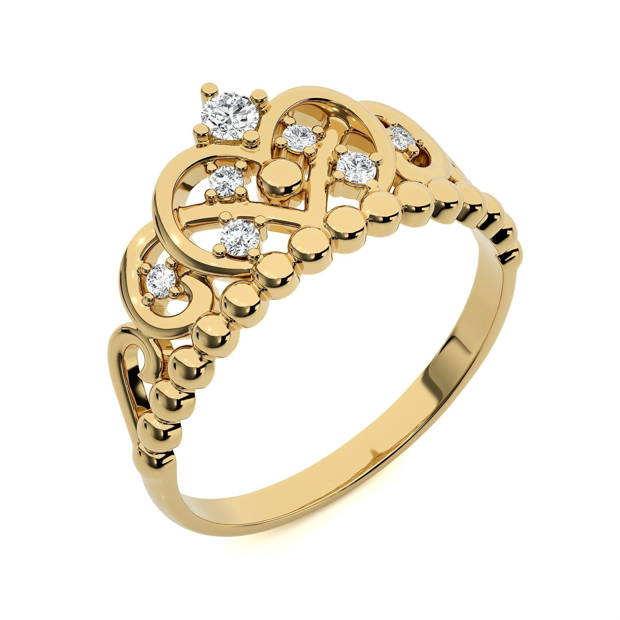 Crown Ring renders 3dm stl details 3D print model_13