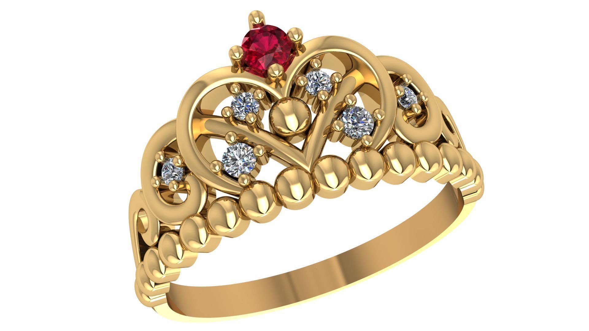 Crown Ring renders 3dm stl details 3D print model_5