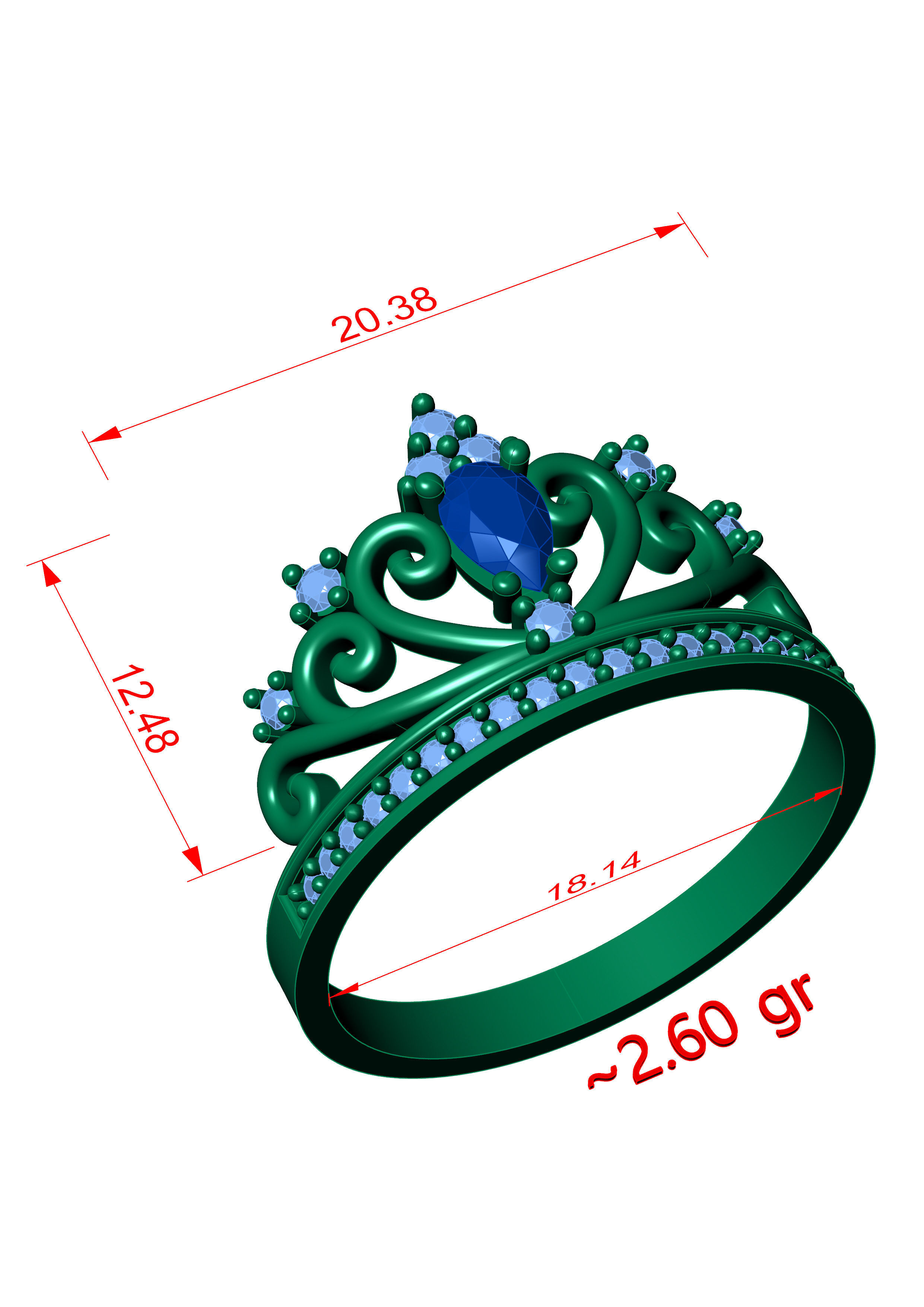 Crown Ring renders 3dm stl details 3D print model_6