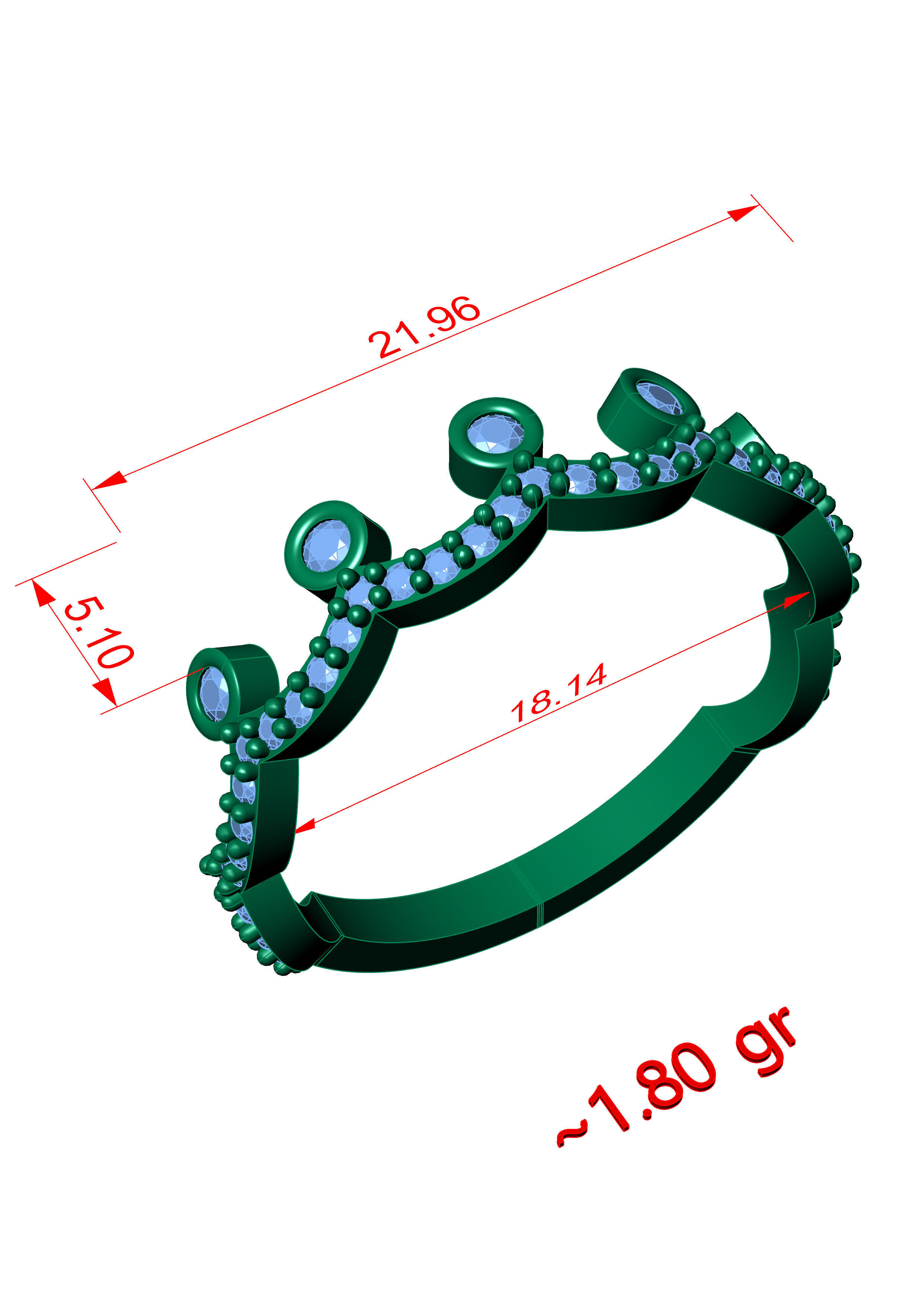 Crown Ring renders 3dm stl details 3D print model_6