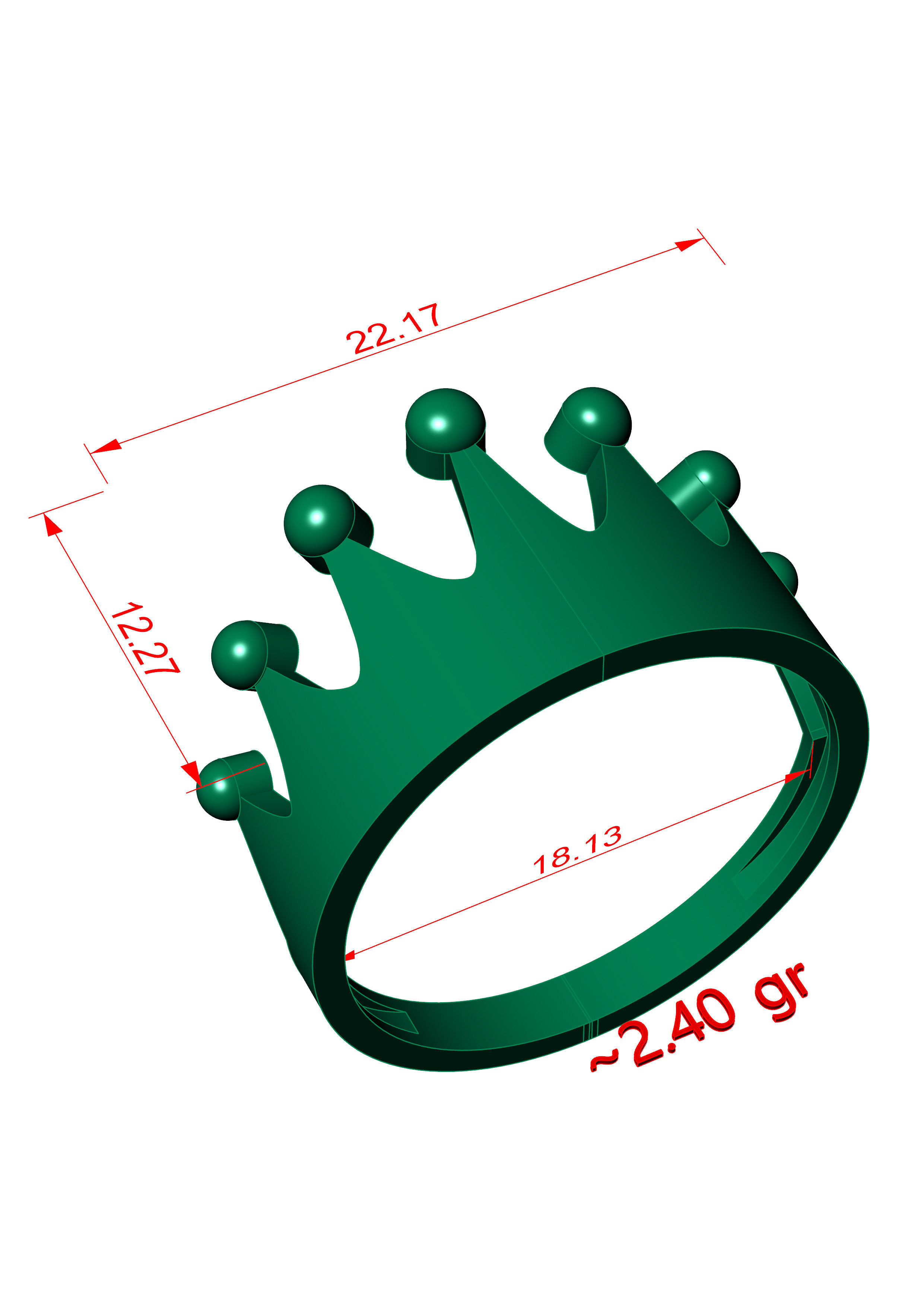 Crown Ring renders 3dm stl details 3D print model_8