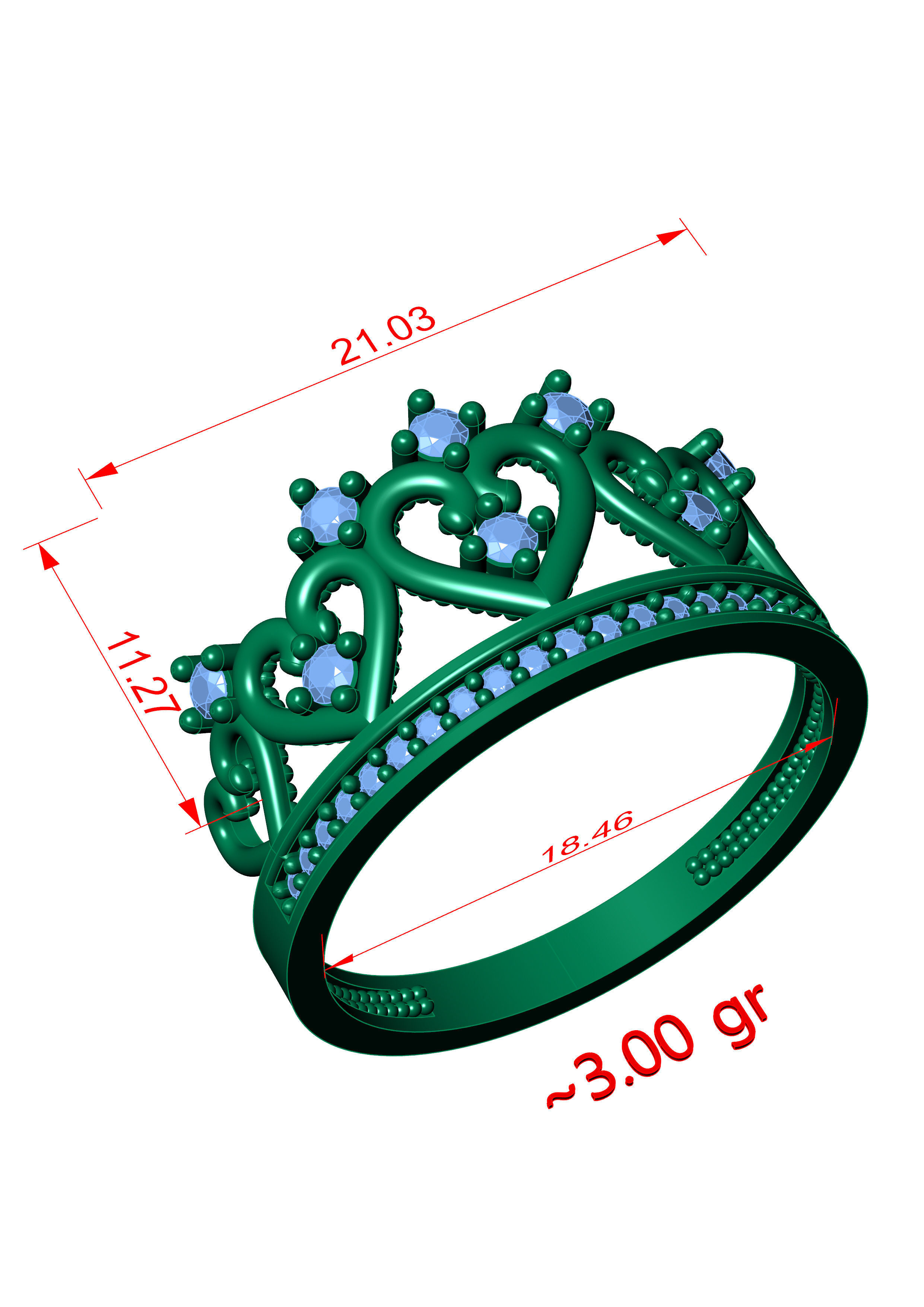 Crown Ring renders 3dm stl details 3D print model_7