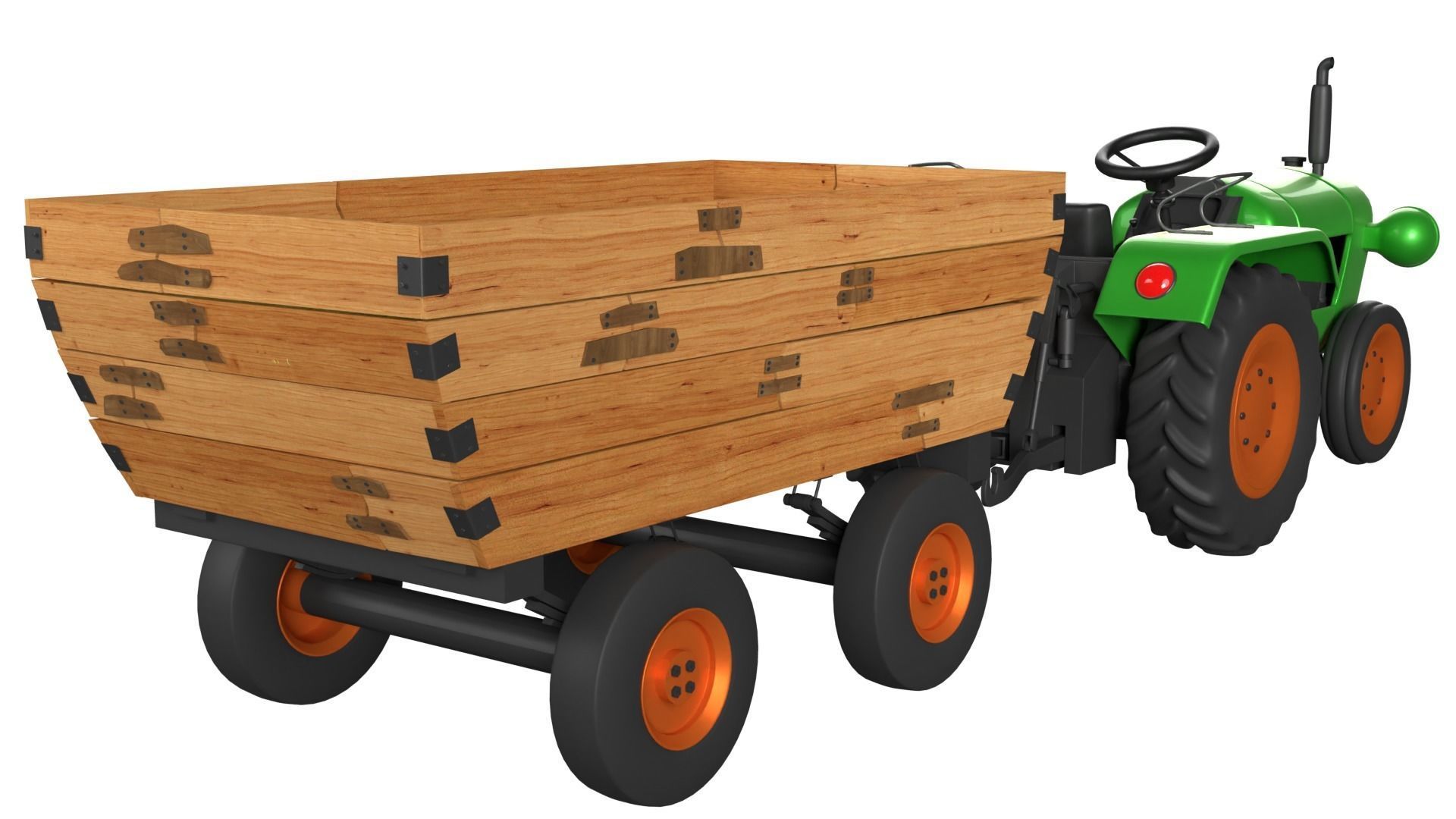 Tractor Trolley 3D model_4
