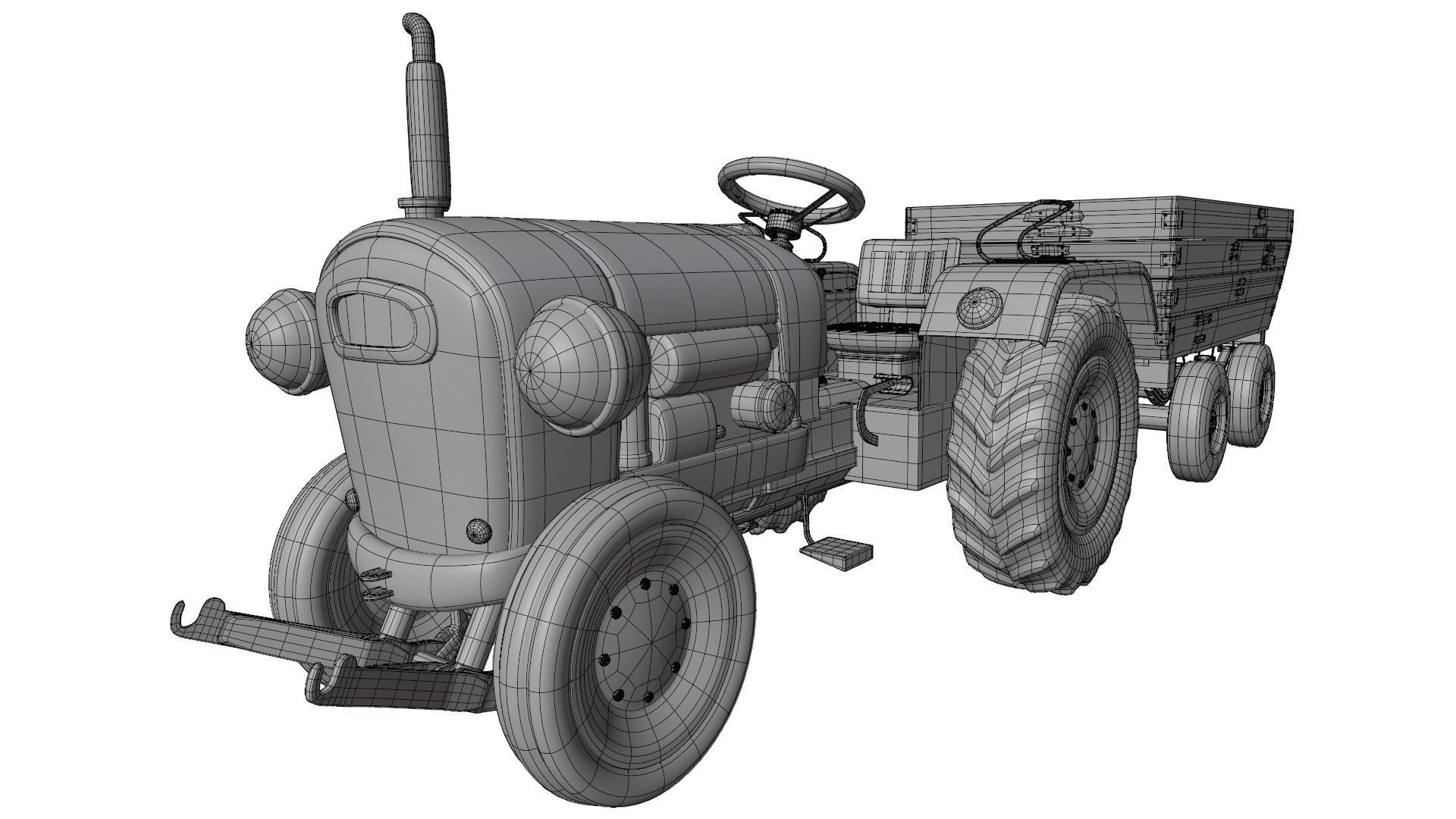 Tractor Trolley 3D model_9