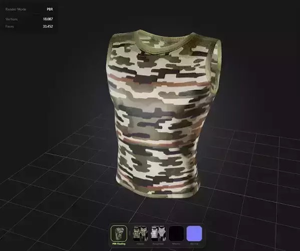 Male camo Military Top game ready UE5 