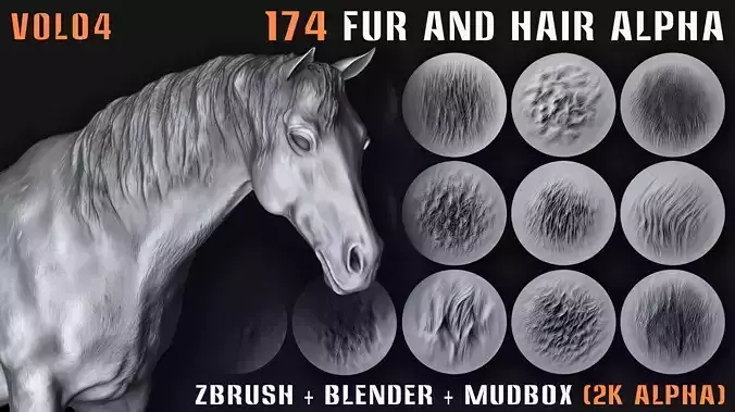 174 Animal Fur and Hair Alphas - Vol04 Texture