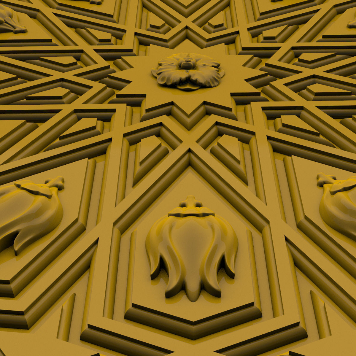 Luxury Ottoman Wall Panel 3D model_2