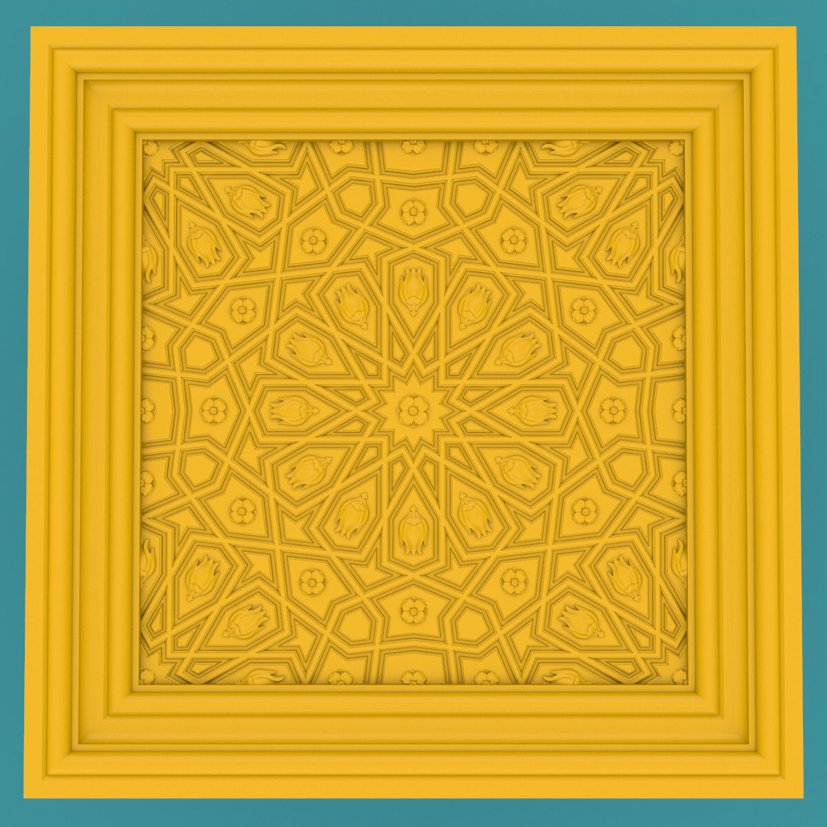 Luxury Ottoman Wall Panel 3D model_4