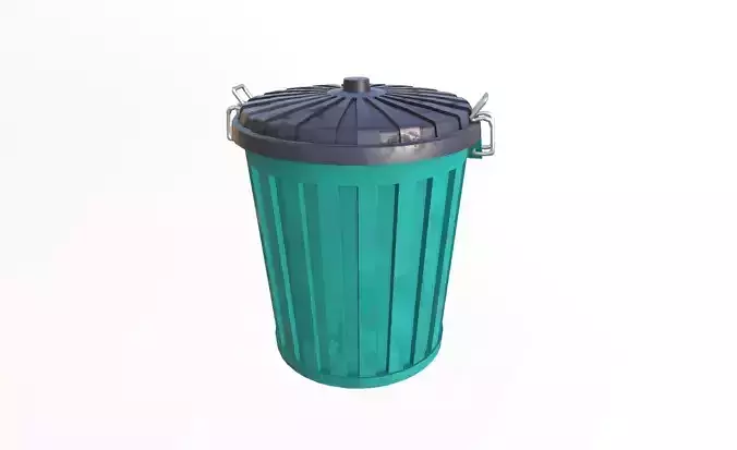 plastic trash bin  Low-poly 3D model