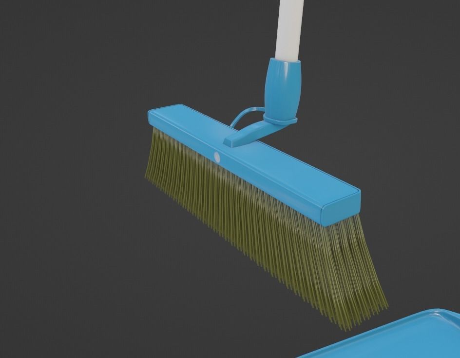 Broom and Dustpan Set Low-poly 3D model_5