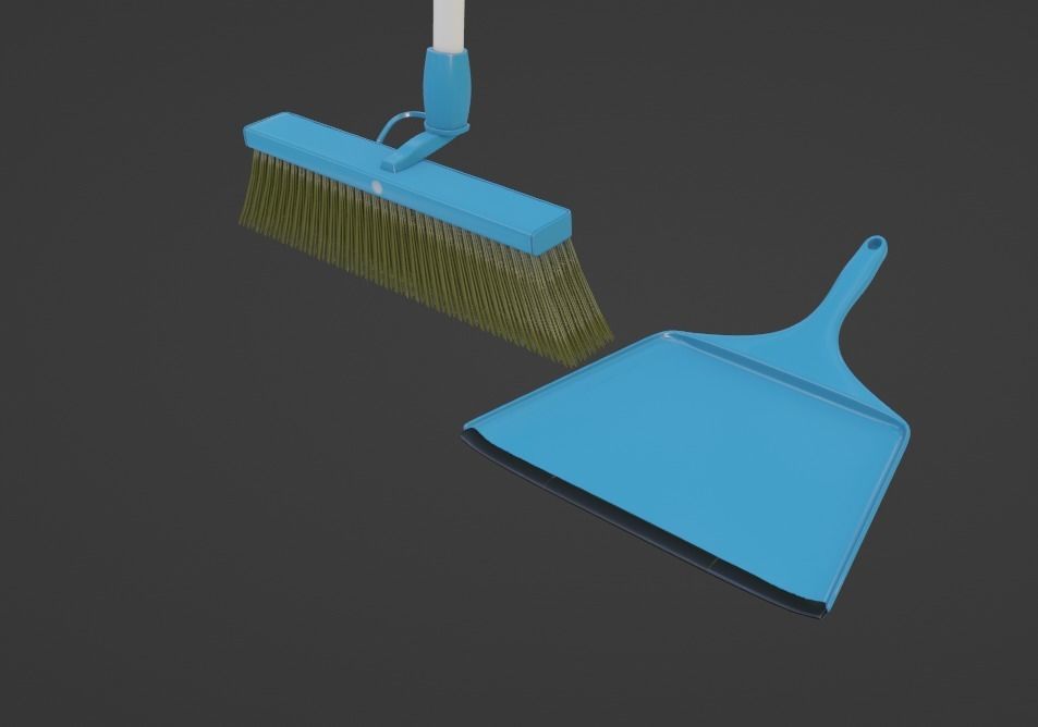 Broom and Dustpan Set Low-poly 3D model_6