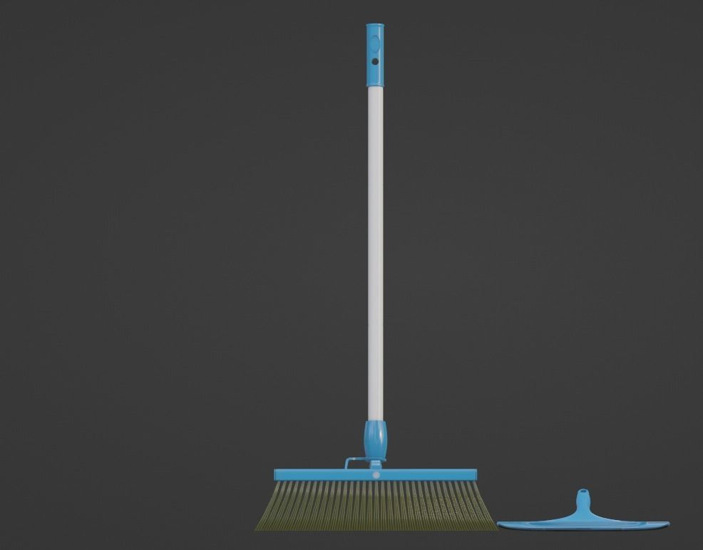 Broom and Dustpan Set Low-poly 3D model_1