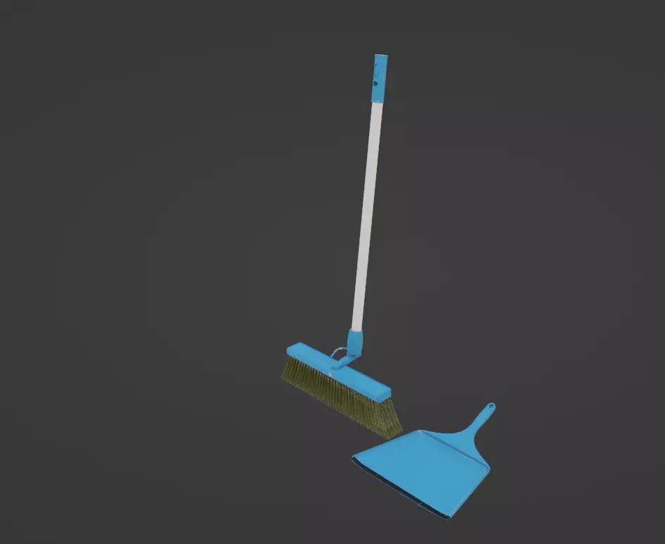 Broom and Dustpan Set Low-poly 3D model_0