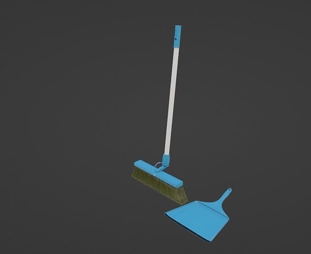 Broom and Dustpan Set Low-poly 3D model
