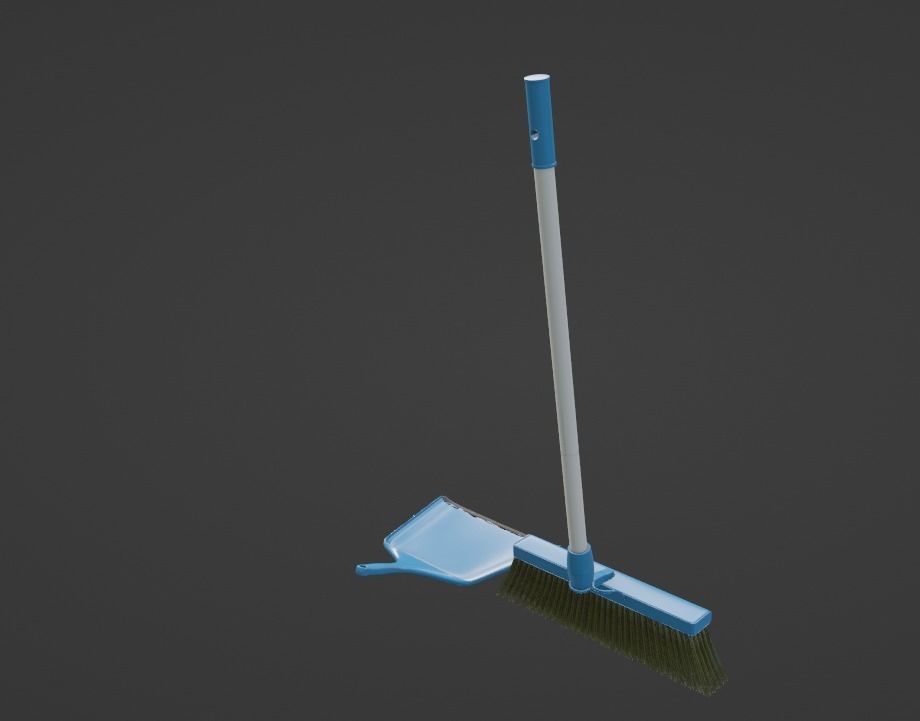 Broom and Dustpan Set Low-poly 3D model_3