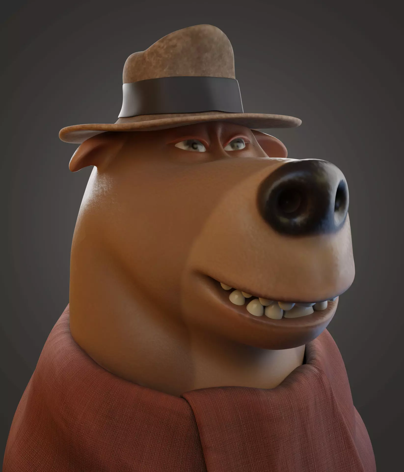 Detective Bear Low-poly 3D model_0