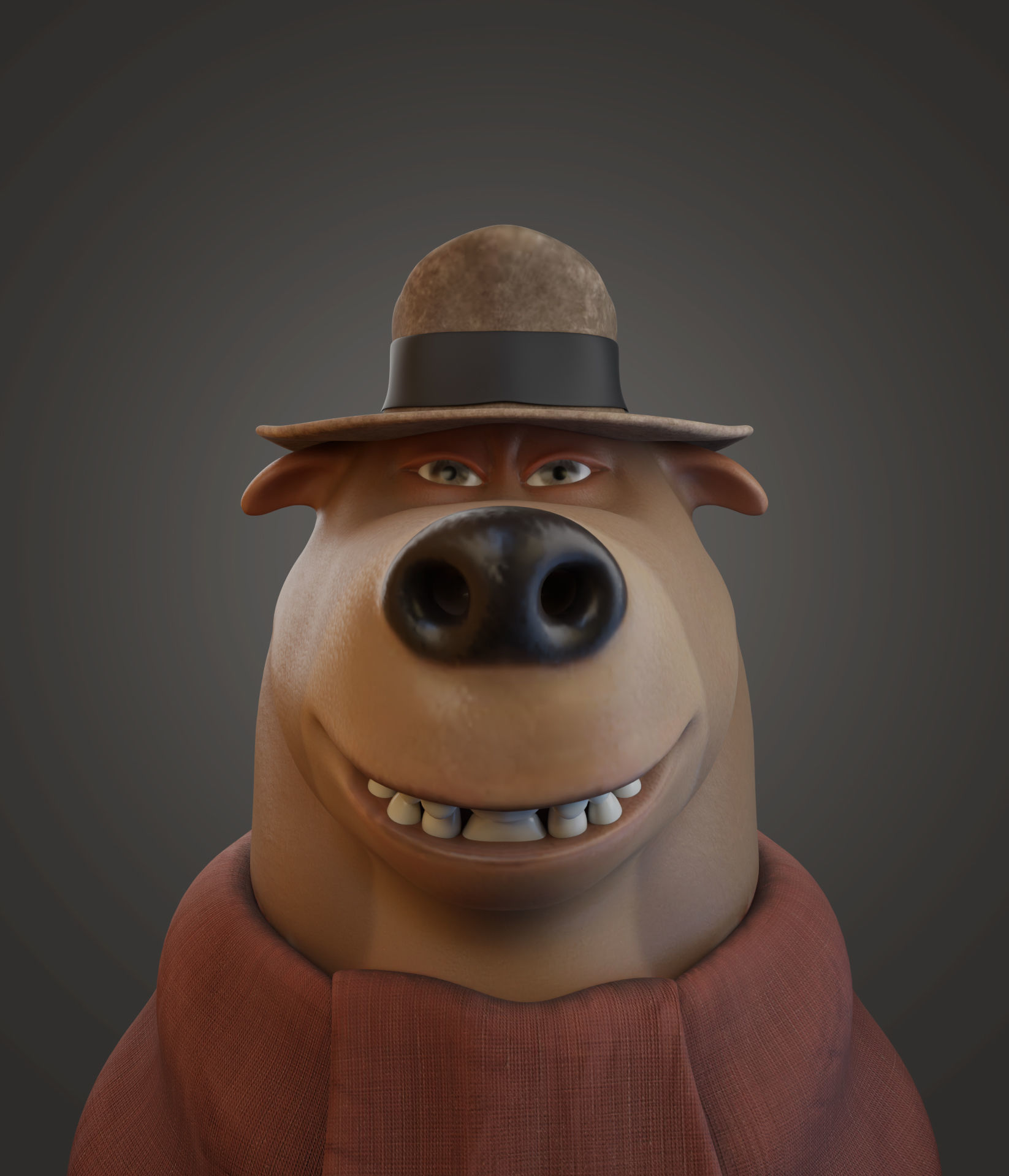 Detective Bear Low-poly 3D model_2