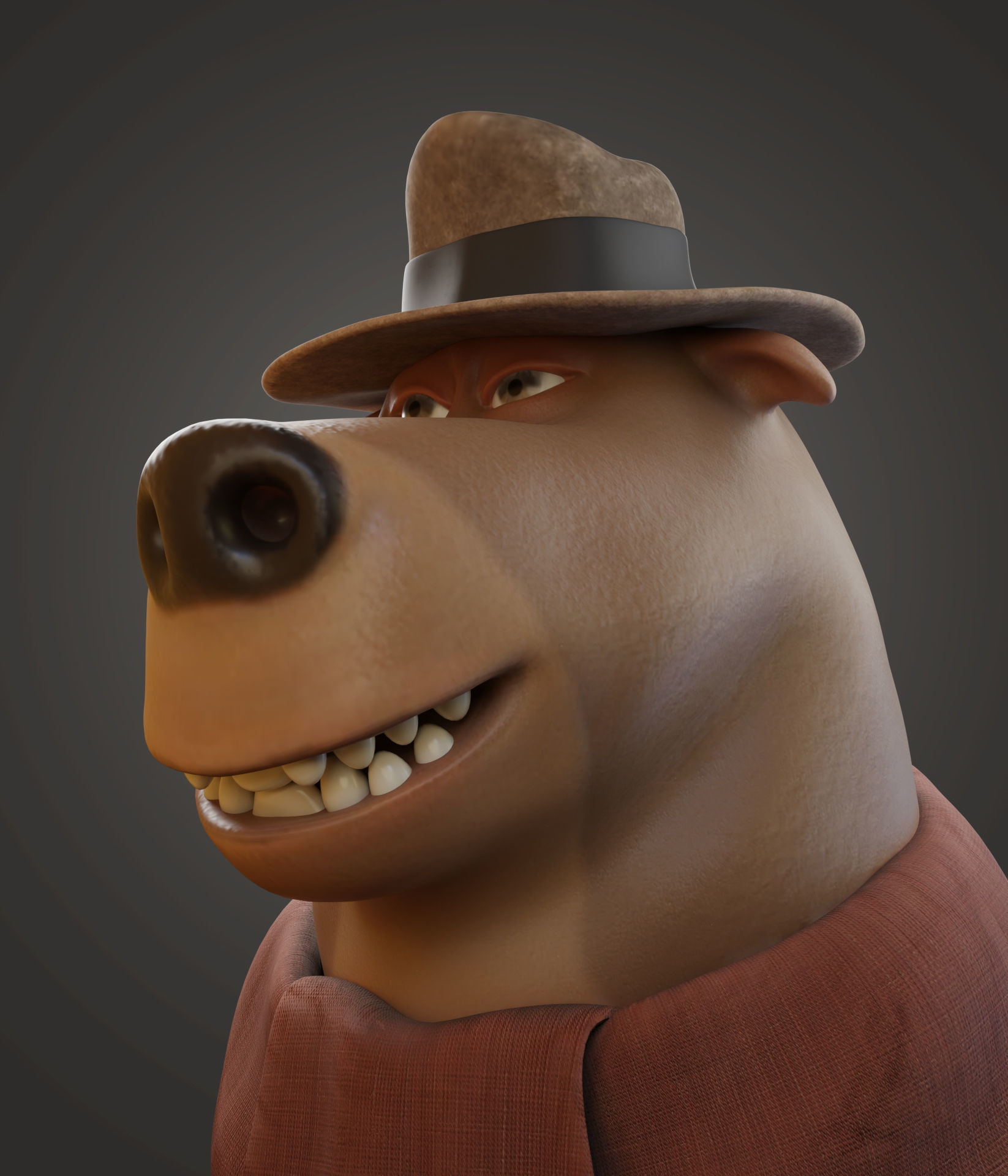 Detective Bear Low-poly 3D model_1