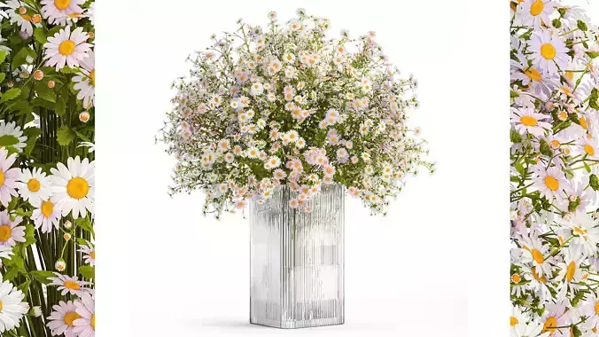 Bouquet of white wildflowers chamomile daisies vase 435