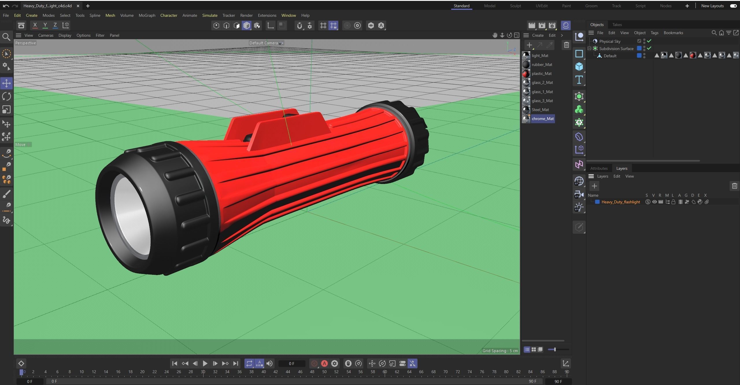 Heavy Duty flashlight Low-poly 3D model_29