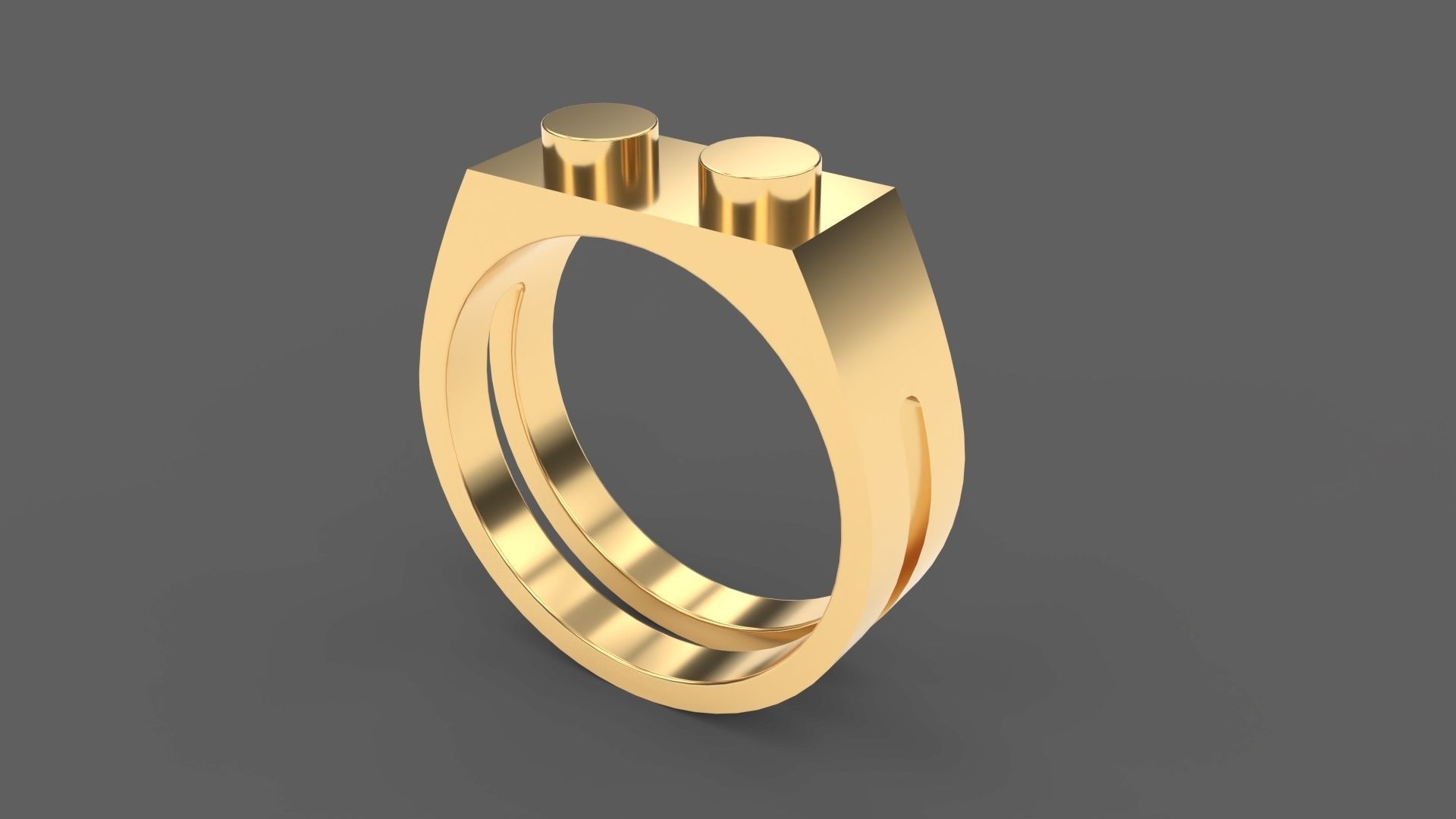 Building Block Ring - 1x2 Plate 3D print model_2