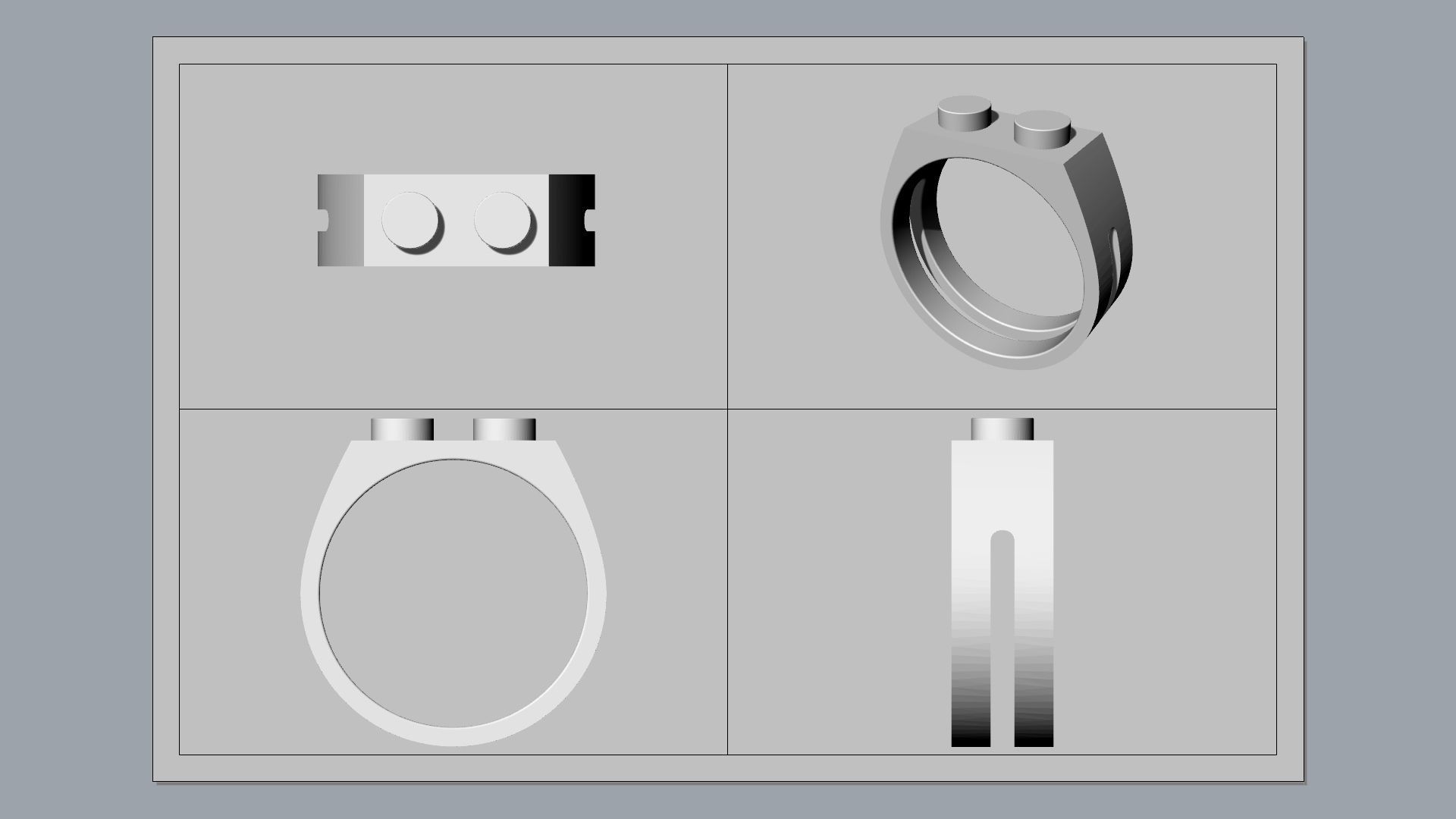 Building Block Ring - 1x2 Plate 3D print model_15