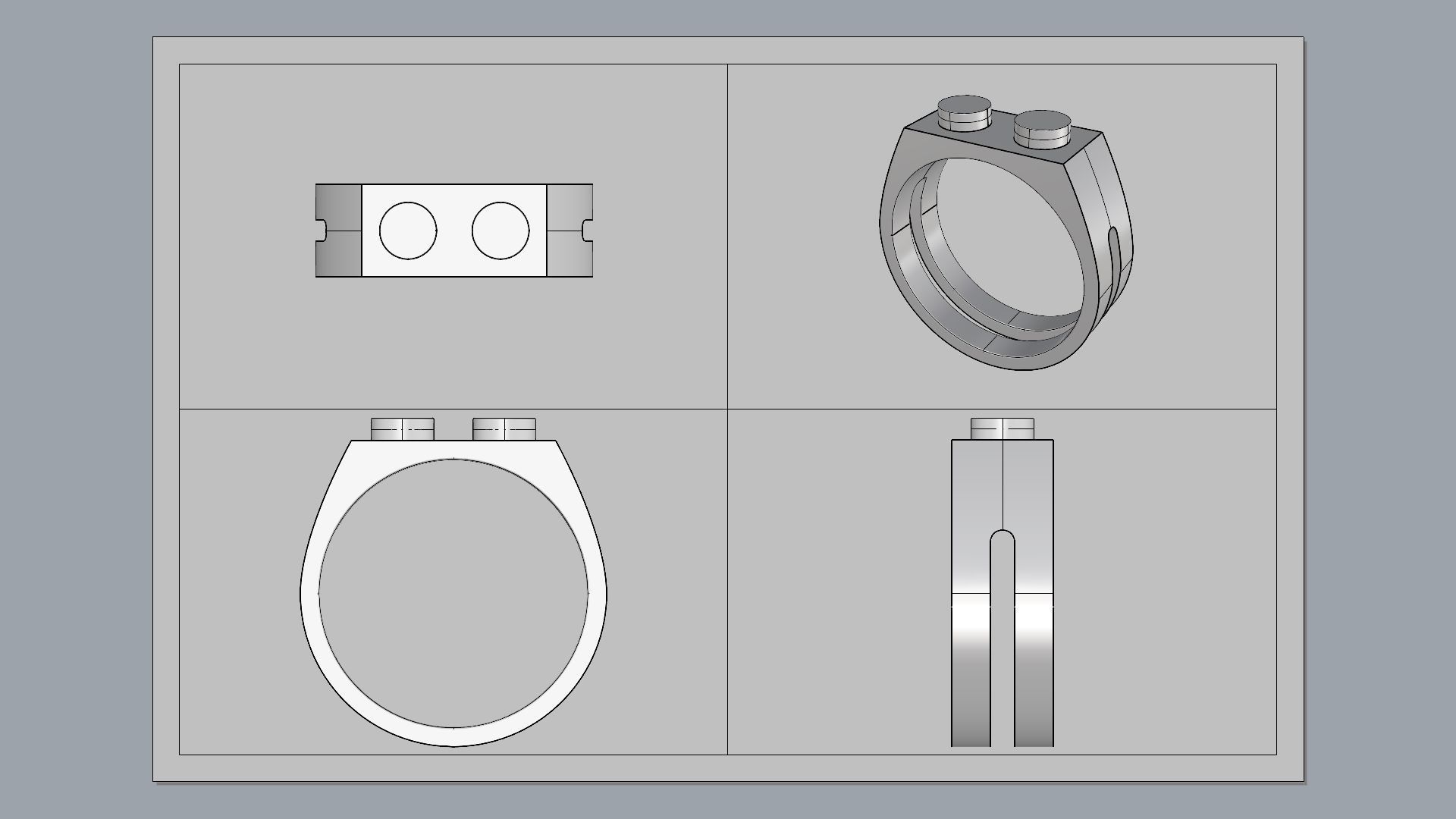 Building Block Ring - 1x2 Plate 3D print model_7