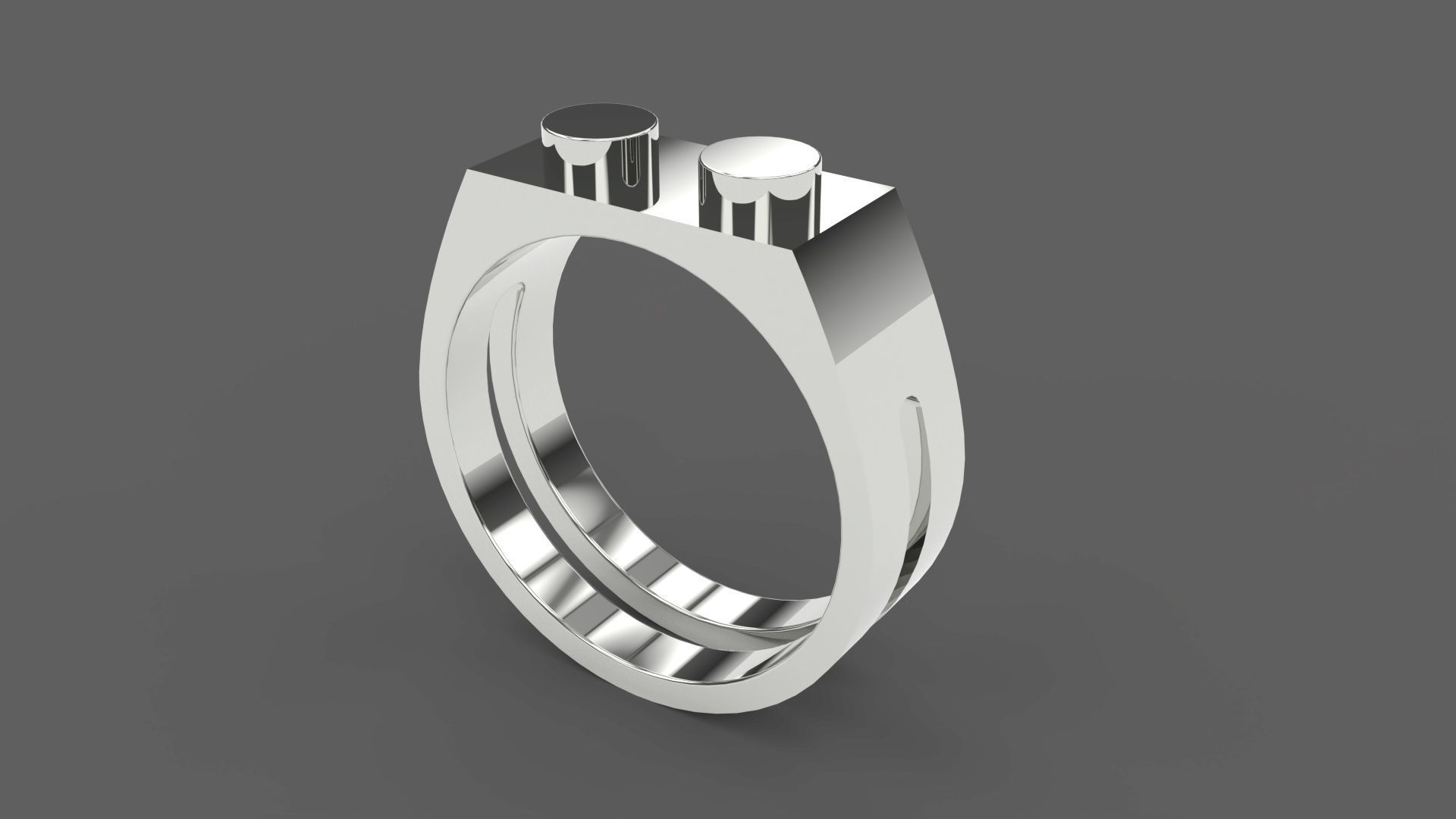Building Block Ring - 1x2 Plate 3D print model_1
